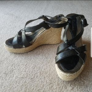 Black Espadrilles Criss Cross Wedges Sandals from Spain size 7